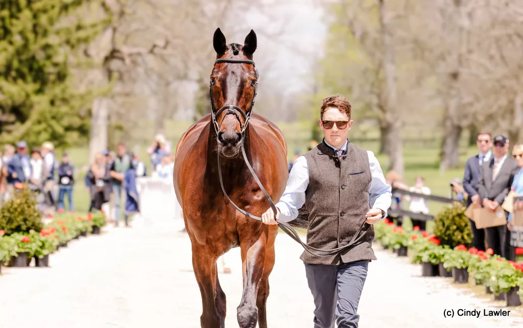 Tom McEwen presents JL Dublin for the CCI5* eventing at Defender Kentucky Three Day Event 2024 | An Eventful Life